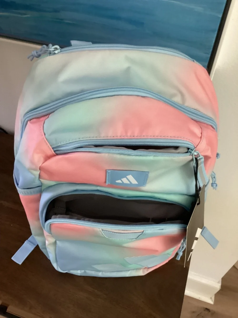 Adidas Midway Youth Soft Shell Backpack Blue and Pink Fits 15” Laptop NWT